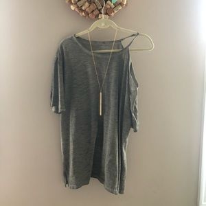 Lane Bryant Cold Shoulder Shirt in Olive Green